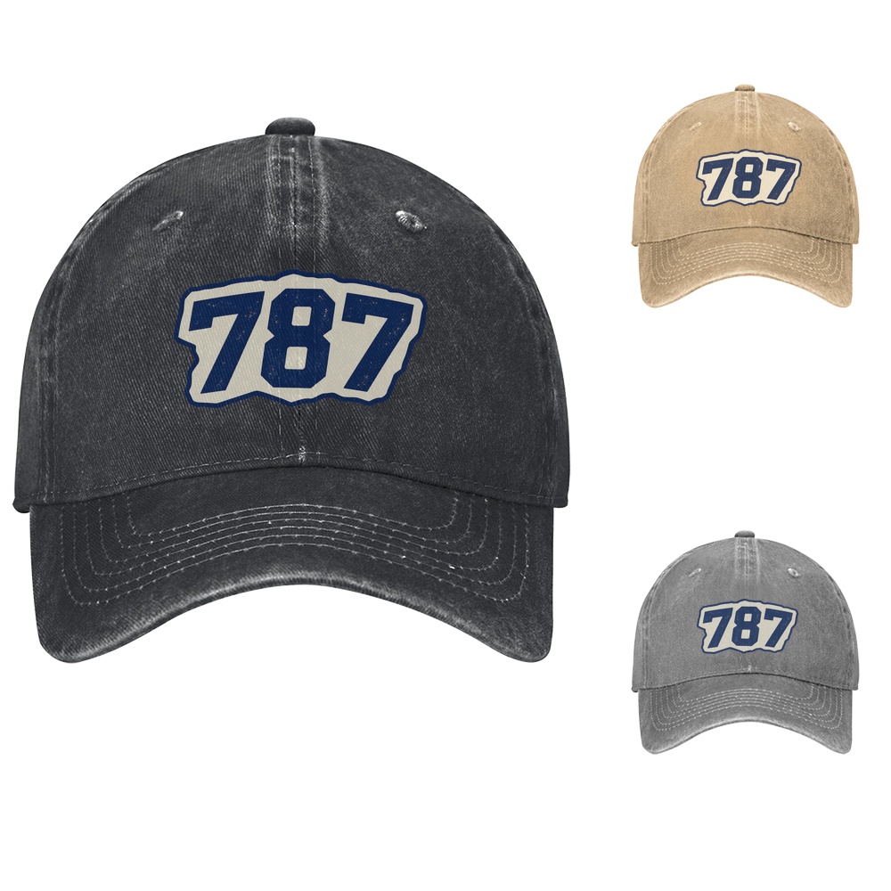 787 Varsity Number Baseball Cap Distressed Dad Hat Cotton